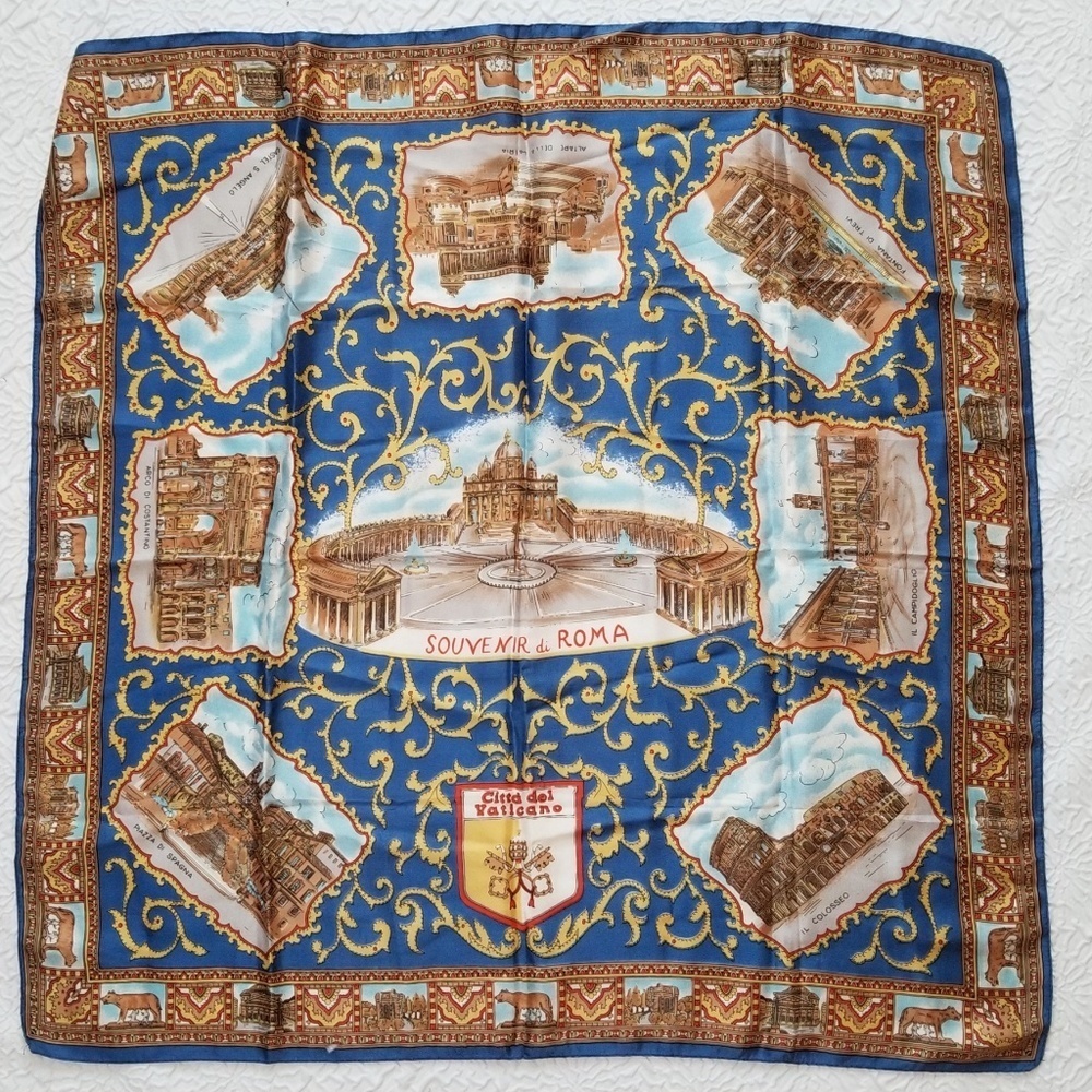 Vintage Roma Souvenir Silk Square Scarf - Picture 7 of 10